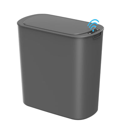Automatic Small Bathroom Trash Can with Lid, 2.6 Gallon, White