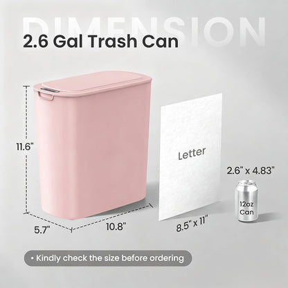 Automatic Small Bathroom Trash Can with Lid, 2.6 Gallon, White