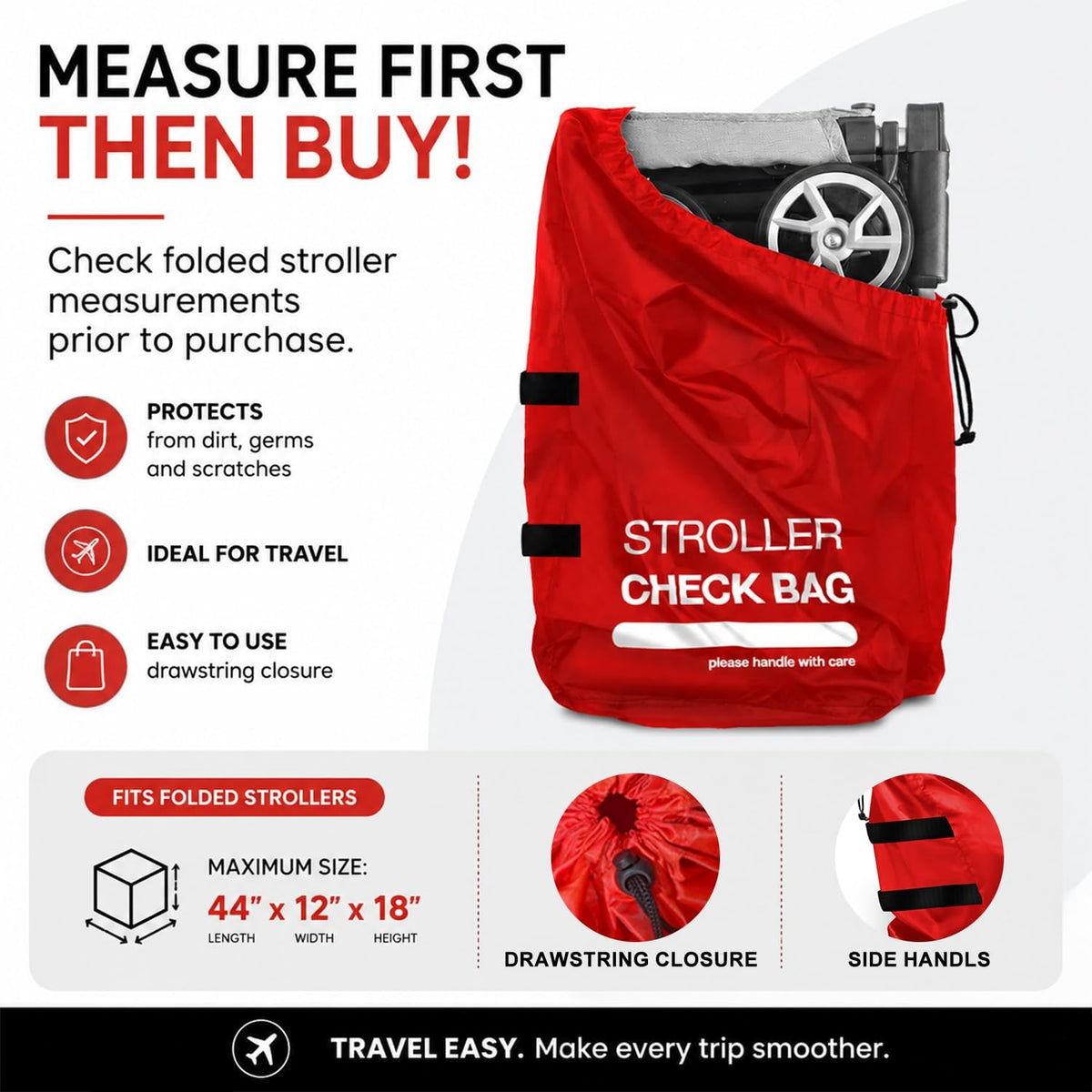 Stroller Bag for Airplane, Stroller Travel Bag / Cover for Airport Check
