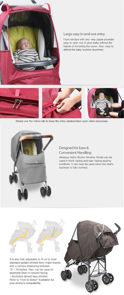 Melange Alpha Stroller Weather Shield (Navy)