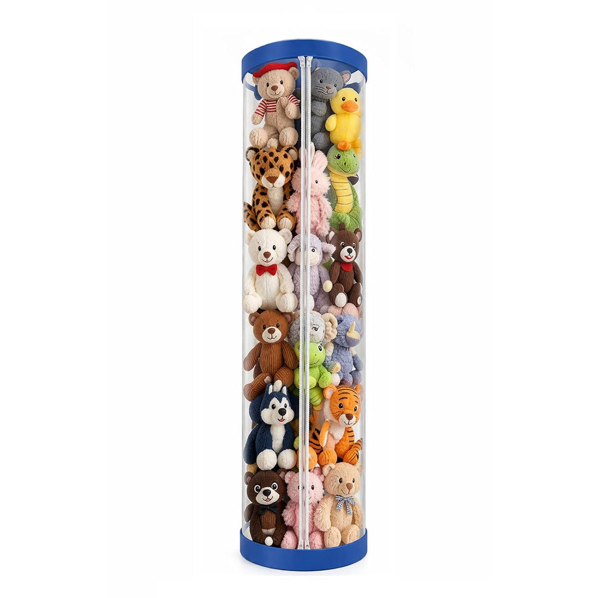Stuffed Animal Storage Tube, Dust-Resistant 47x11 Inches Large Capacity Toy Storage Organizer with Zipper, Easy Assembly & Space Saving for Plush Toys, Playrooms Living Rooms Bedrooms White