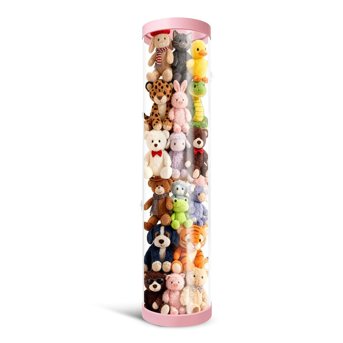 Stuffed Animal Storage Tube, Dust-Resistant 47x11 Inches Large Capacity Toy Storage Organizer with Zipper, Easy Assembly & Space Saving for Plush Toys, Playrooms Living Rooms Bedrooms White