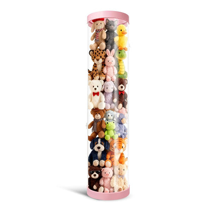Stuffed Animal Storage Tube, Dust-Resistant 47x11 Inches Large Capacity Toy Storage Organizer with Zipper, Easy Assembly & Space Saving for Plush Toys, Playrooms Living Rooms Bedrooms White