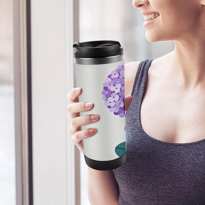 13oz Insulated Travel Coffee Mug Reusable Coffee Cup Water Bottle | Purple Flower Travel Mug with Leak Proof Lid Double Wall Stainless Steel Coffee Tumbler Personalized Gift