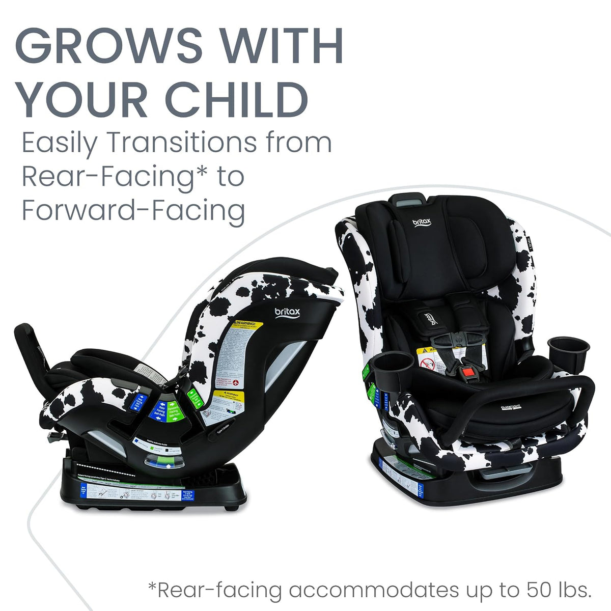 Poplar S Convertible Car Seat, Slim 17” Design — Cowmooflage