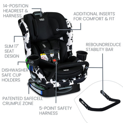 Poplar S Convertible Car Seat, Slim 17” Design — Cowmooflage