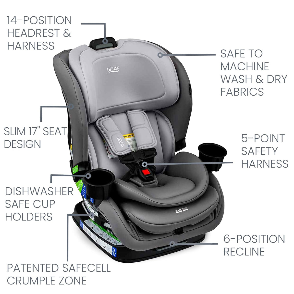 Poplar S Convertible Car Seat, Slim 17” Design — Cowmooflage
