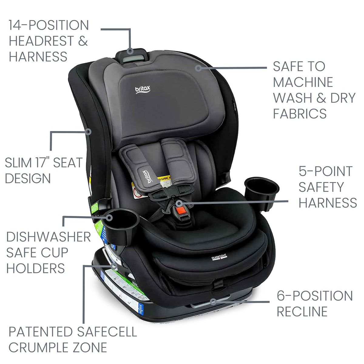 Poplar S Convertible Car Seat, Slim 17” Design — Cowmooflage