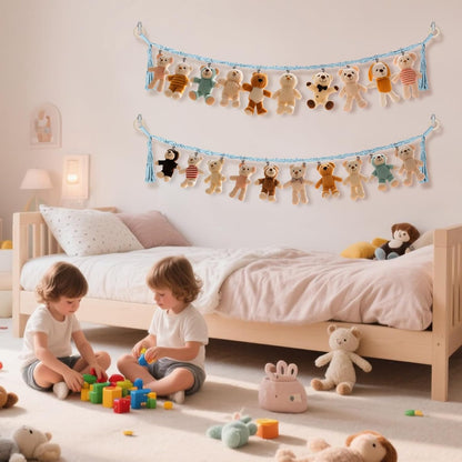 80" Stuffed Animal Organizer Chain, Wall Corner Storage, White,2pcs