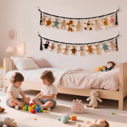 80" Stuffed Animal Organizer Chain, Wall Corner Storage, White,2pcs