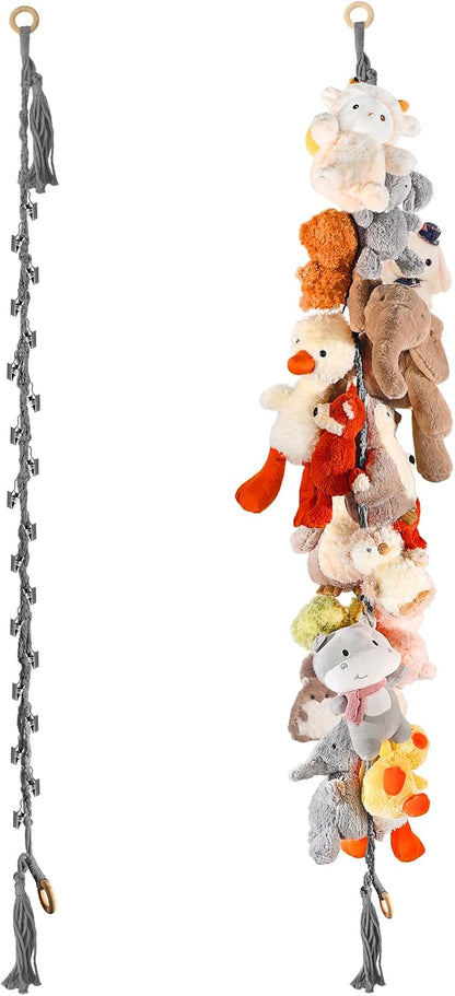 80" Stuffed Animal Organizer Chain, Wall Corner Storage, White,2pcs