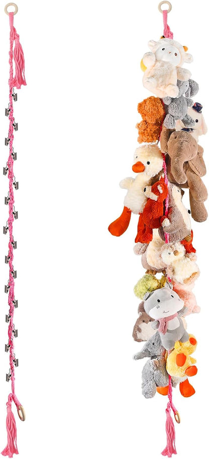 80" Stuffed Animal Organizer Chain, Wall Corner Storage, White,2pcs