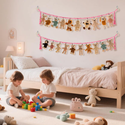 80" Stuffed Animal Organizer Chain, Wall Corner Storage, White,2pcs