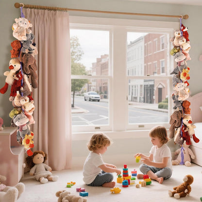 80" Stuffed Animal Organizer Chain, Wall Corner Storage, White,2pcs