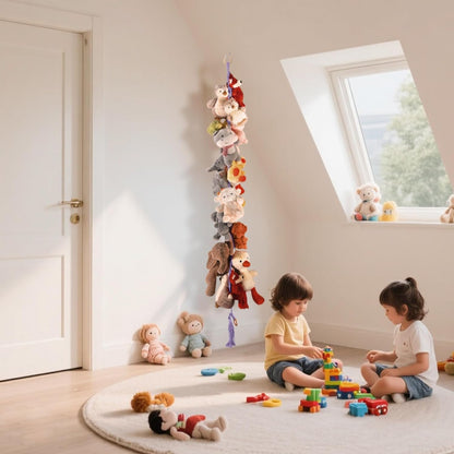 80" Stuffed Animal Organizer Chain, Wall Corner Storage, White,2pcs