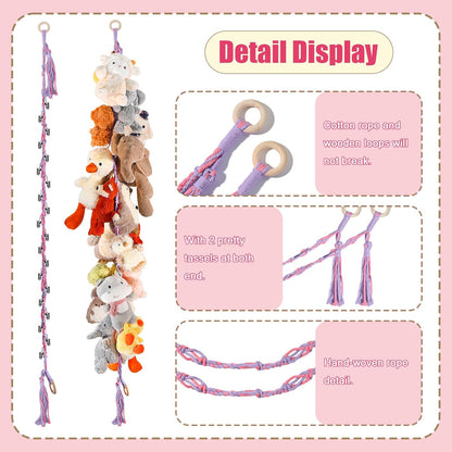 80" Stuffed Animal Organizer Chain, Wall Corner Storage, White,2pcs