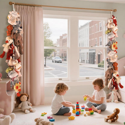 80" Stuffed Animal Organizer Chain, Wall Corner Storage, White,2pcs