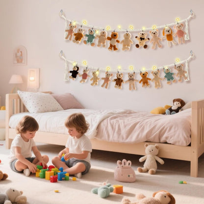 80" Stuffed Animal Organizer Chain, Wall Corner Storage, White,2pcs