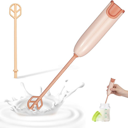 Handle Electric Baby Formula Mixer, Milk Powder Stirrer with 2 Mixing Rods, Portable Bottle Mixer with Long Rod Design Lightweight Cordless Electric Stirrer for Baby Bottle Coffee Protein