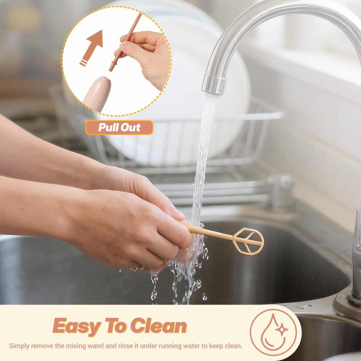 Handle Electric Baby Formula Mixer, Milk Powder Stirrer with 2 Mixing Rods, Portable Bottle Mixer with Long Rod Design Lightweight Cordless Electric Stirrer for Baby Bottle Coffee Protein
