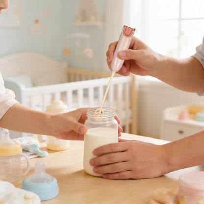 Handle Electric Baby Formula Mixer, Milk Powder Stirrer with 2 Mixing Rods, Portable Bottle Mixer with Long Rod Design Lightweight Cordless Electric Stirrer for Baby Bottle Coffee Protein