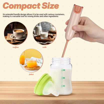 Handle Electric Baby Formula Mixer, Milk Powder Stirrer with 2 Mixing Rods, Portable Bottle Mixer with Long Rod Design Lightweight Cordless Electric Stirrer for Baby Bottle Coffee Protein