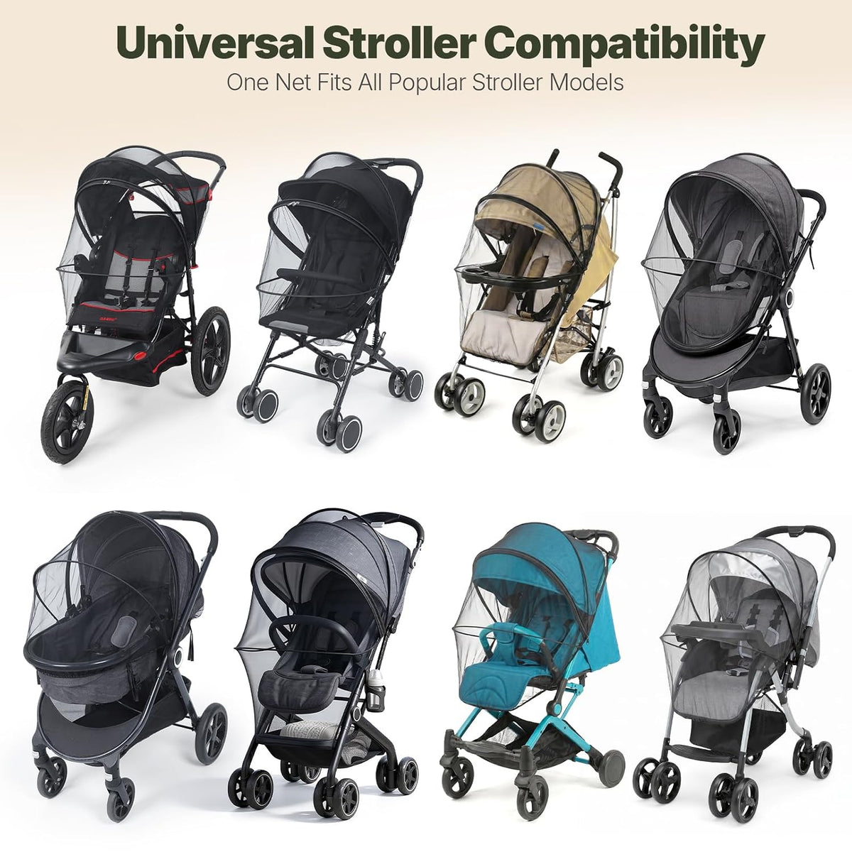 Orzbow Baby Mosquito Net for Stroller with Sun Shade, Breathable, Black