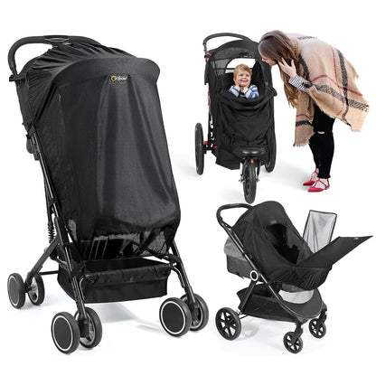 Orzbow Baby Mosquito Net for Stroller with Sun Shade, Breathable, Black