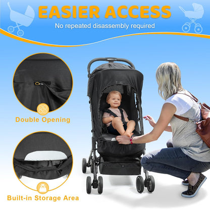 Orzbow Baby Mosquito Net for Stroller with Sun Shade, Breathable, Black