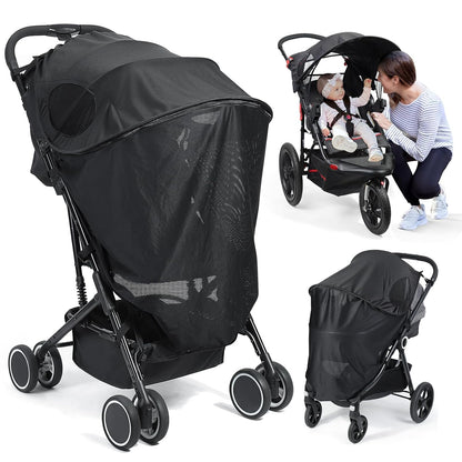 Orzbow Baby Mosquito Net for Stroller with Sun Shade, Breathable, Black