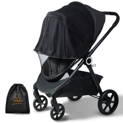 Orzbow Baby Mosquito Net for Stroller with Sun Shade, Breathable, Black