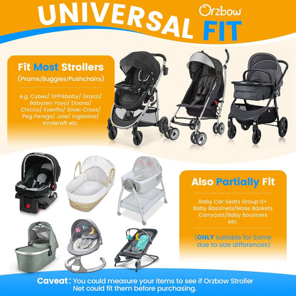 Orzbow Baby Mosquito Net for Stroller with Sun Shade, Breathable, Black