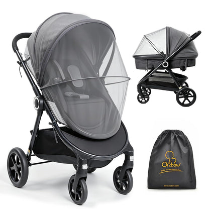 Orzbow Baby Mosquito Net for Stroller with Sun Shade, Breathable, Black