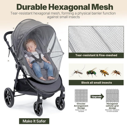 Orzbow Baby Mosquito Net for Stroller with Sun Shade, Breathable, Black