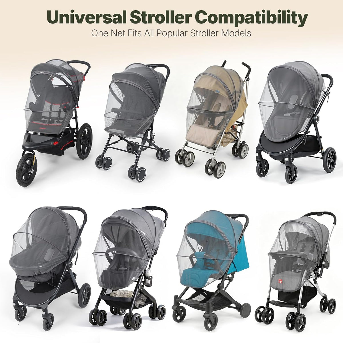 Orzbow Baby Mosquito Net for Stroller with Sun Shade, Breathable, Black