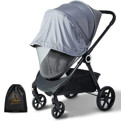 Orzbow Baby Mosquito Net for Stroller with Sun Shade, Breathable, Black