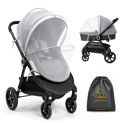 Orzbow Baby Mosquito Net for Stroller with Sun Shade, Breathable, Black