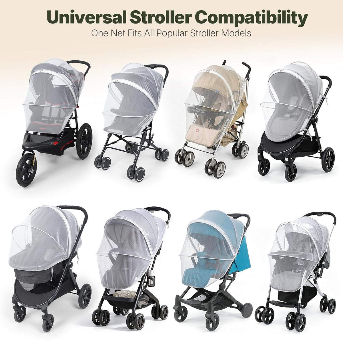 Orzbow Baby Mosquito Net for Stroller with Sun Shade, Breathable, Black