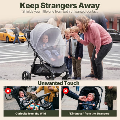 Orzbow Baby Mosquito Net for Stroller with Sun Shade, Breathable, Black