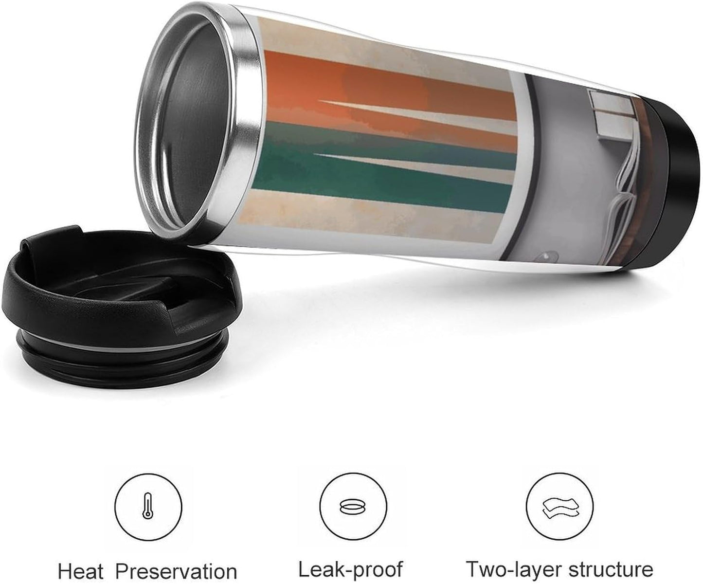 Study Room Decoration Travel Mug Stainless Steel Vacuum Cup with Leak-Proof Lid Reusable Double Walled Coffee Tumbler for Iced And Hot Drinks