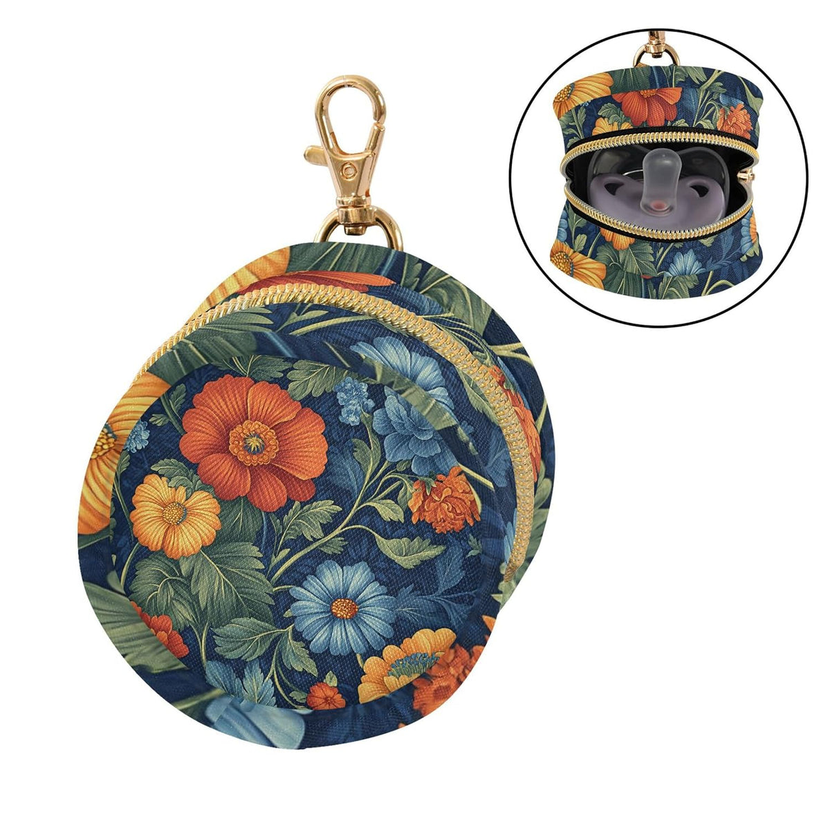 Vibrant Flowers Baby Pacifier Holder Case, Dustproof Portable Storage Box for Diaper Bag Purse, Pacifier Storage Container for Boys & Girls