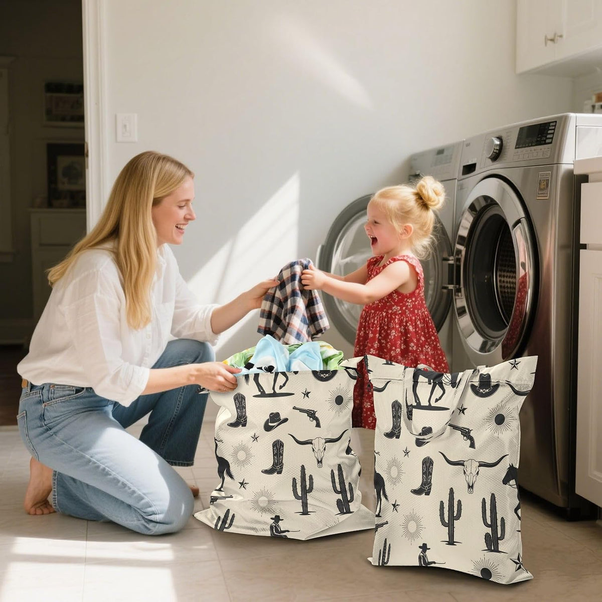 Cowboy Horse Waterproof Travel Laundry Bag Easy Care 2 Pack