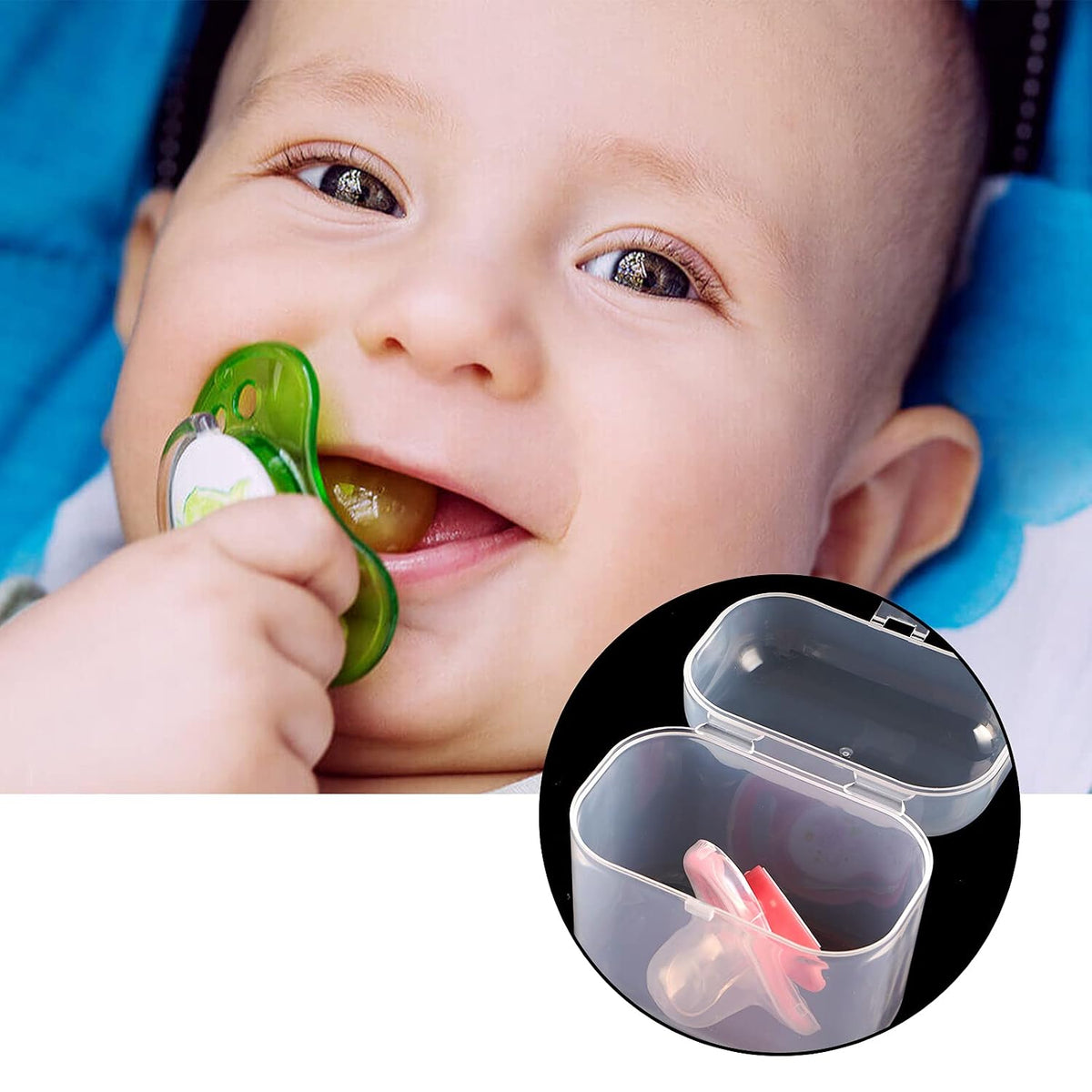 Pacifier Container - 2 Pacifier Holder Case for Travel, BPA Free, Transparent