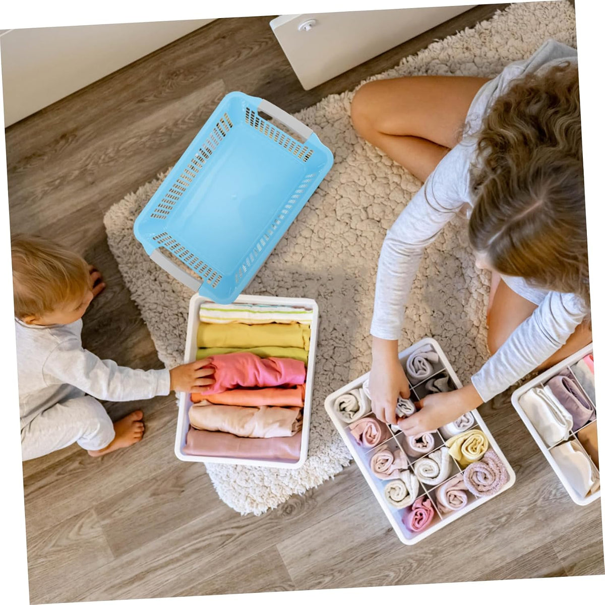 Nursery Storage Toy Storage Basket Lid Container Capacity Baskets for Shelves