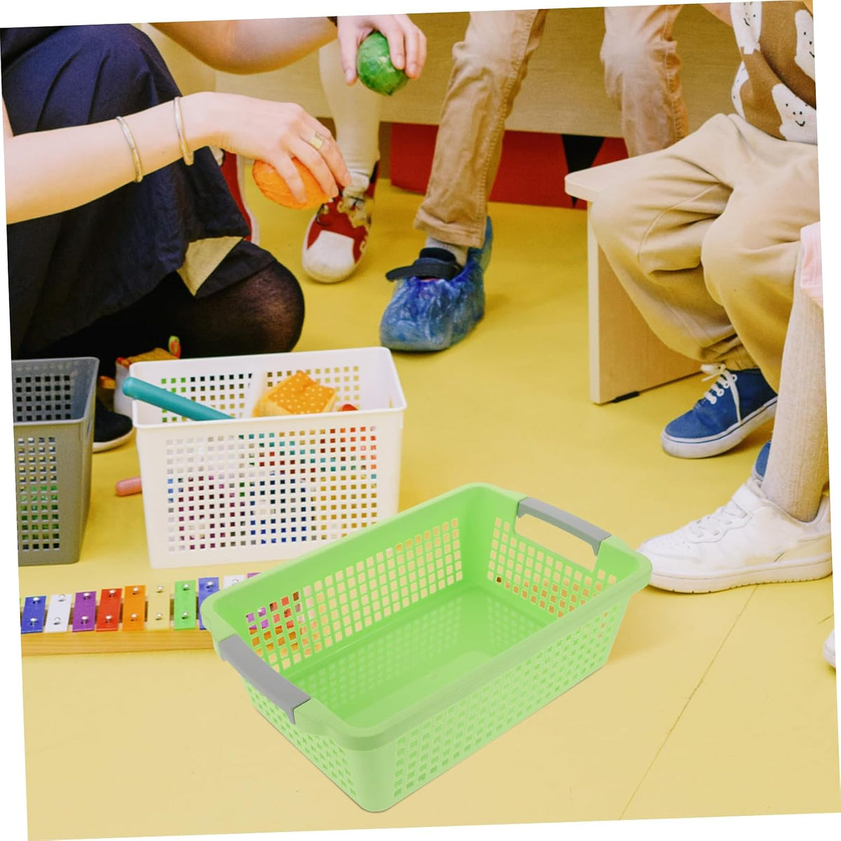 Nursery Storage Toy Storage Basket Lid Container Capacity Baskets for Shelves