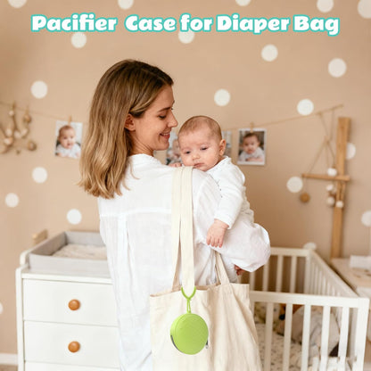 2-Pack Silicone Pacifier Holder Case- Portable Pacifier Cover Pouch Bag, Pacifier Storage Case for Diaper Bag (Avocado/Ivory)