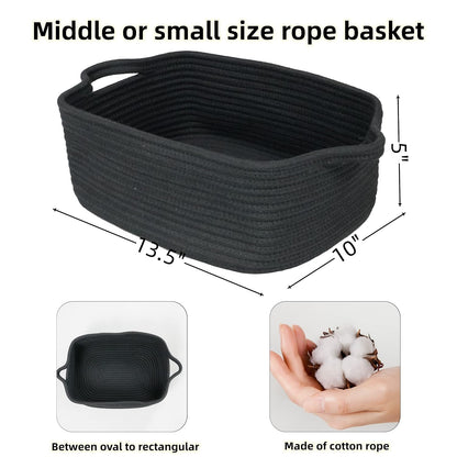 Medium Woven Cotton Rope Storage Basket with Handles, Light Pink