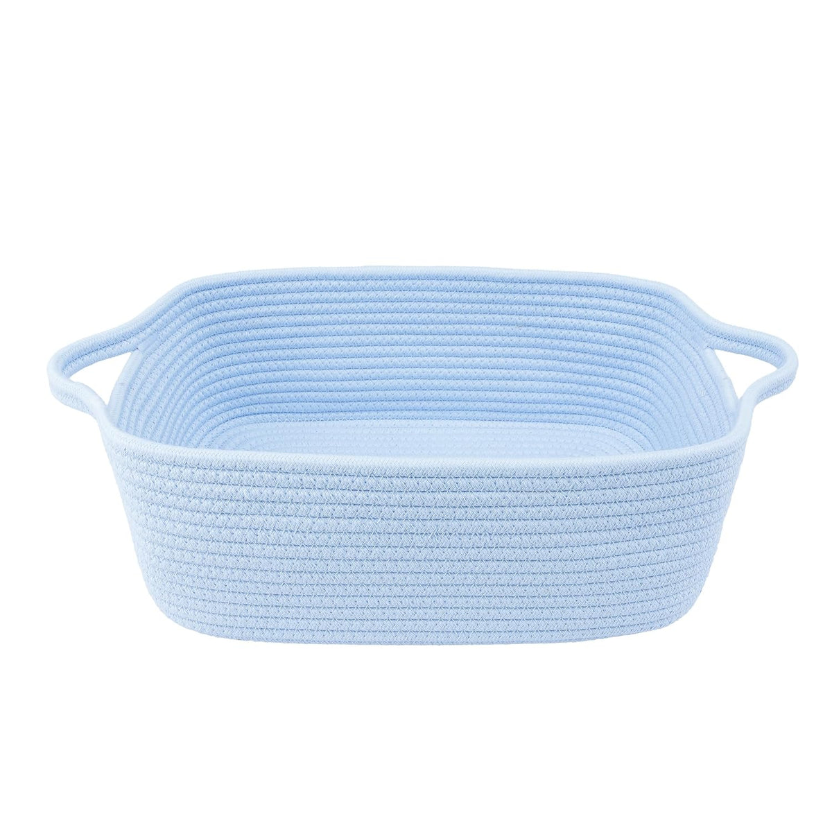 Medium Woven Cotton Rope Storage Basket with Handles, Light Pink