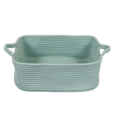 Medium Woven Cotton Rope Storage Basket with Handles, Light Pink