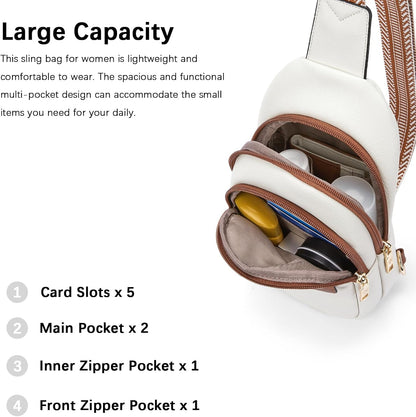 Sling Bag for Women Leather Crossbody Bags Fanny Pack Chest Bag for Travel
